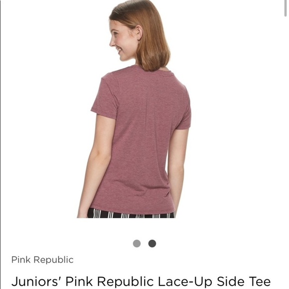 Juniors' Pink Republic Lace-Up Side Tee XL - Picture 2 of 3